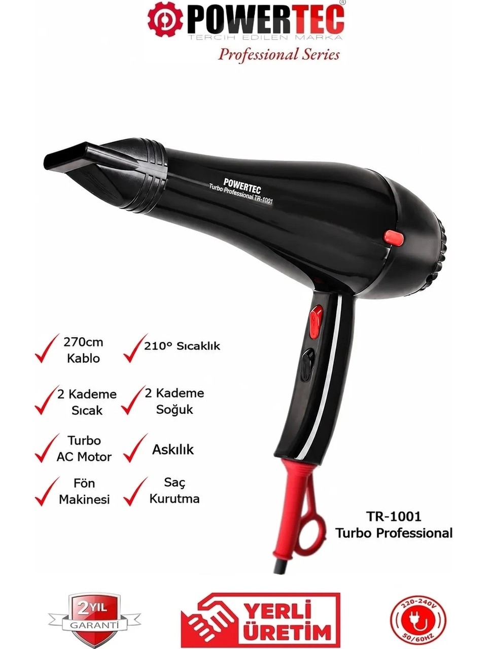Powertec TR-1001 2500 W Saç Kurutma Makinesi