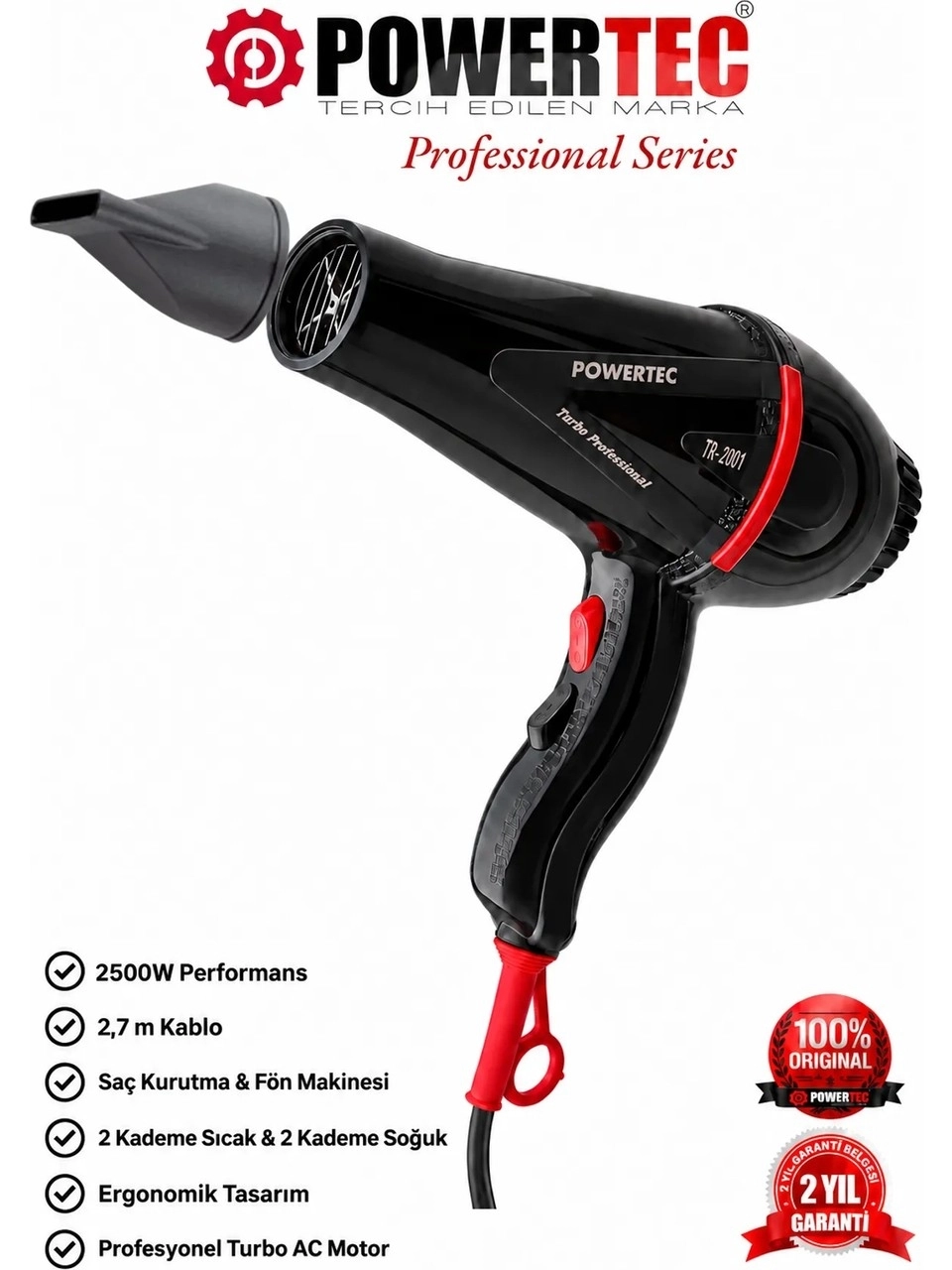 Powertec TR-2001 2500 W Saç Kurutma Makinesi