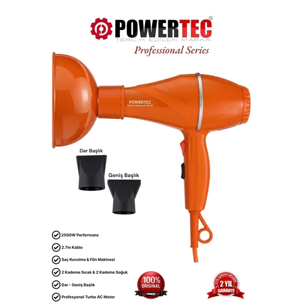 Powertec TR-501 Turbo Profesyonel 2500 W Fön Makinesi 