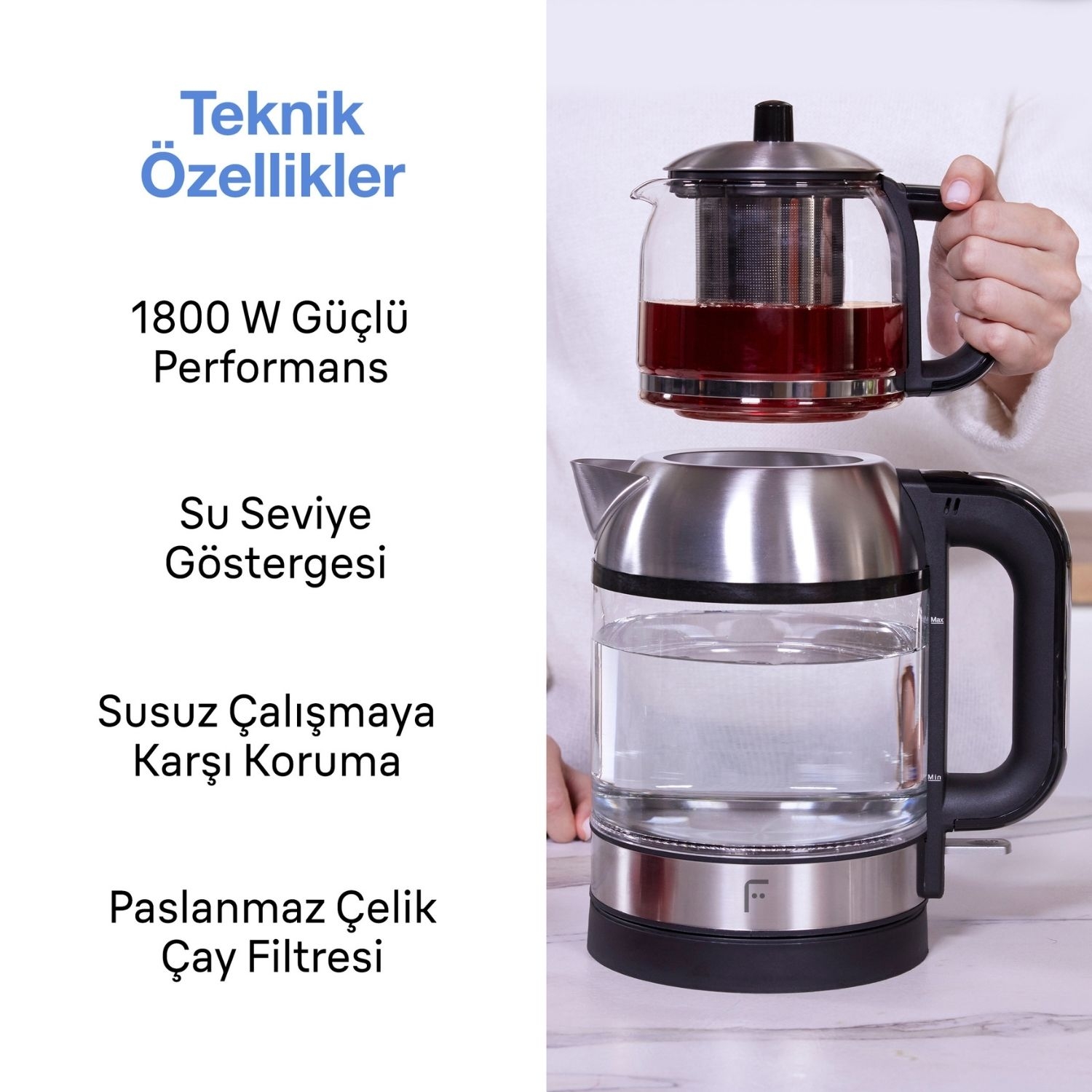 Fakir Ceremony 1800 W Cam 2 in 1 Çay Makinesi