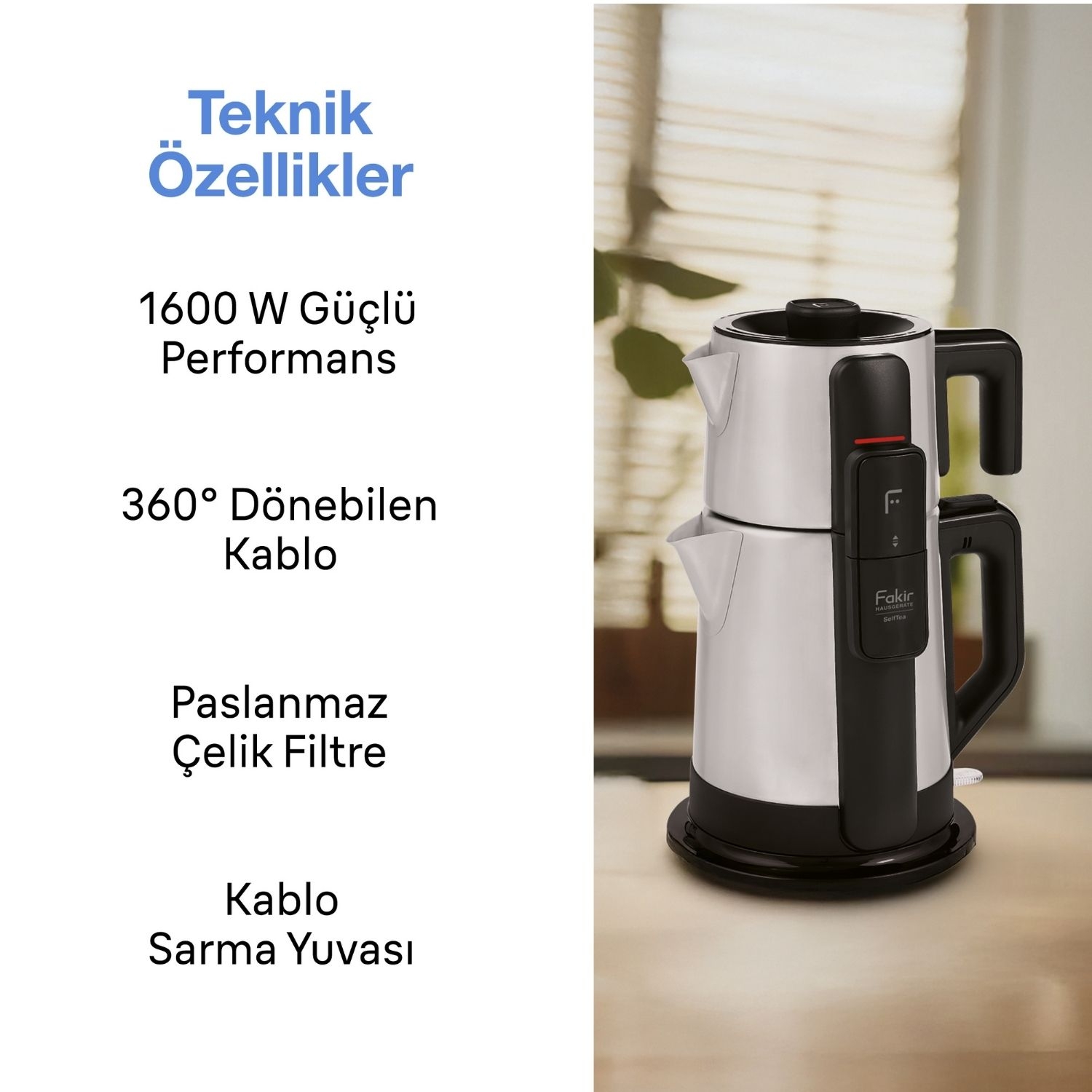 Fakir Selftea 1600 W Çelik Çay Makinesi