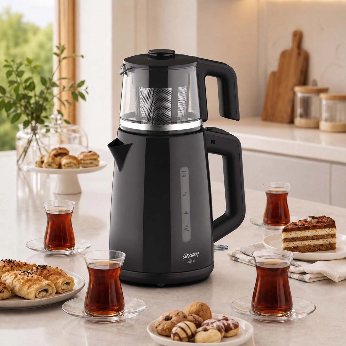 Arzum AR3151 Jollie 1650 W Cam Demlikli Çay Makinesi