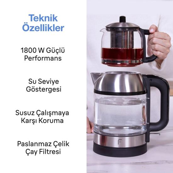 Fakir Ceremony 1800 W Cam 2 in 1 Çay Makinesi